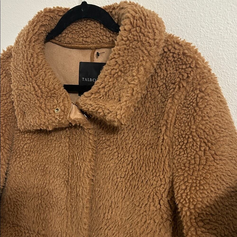 Talbots Faux Shearling Teddy Coat brown size XS - Picture 5 of 10